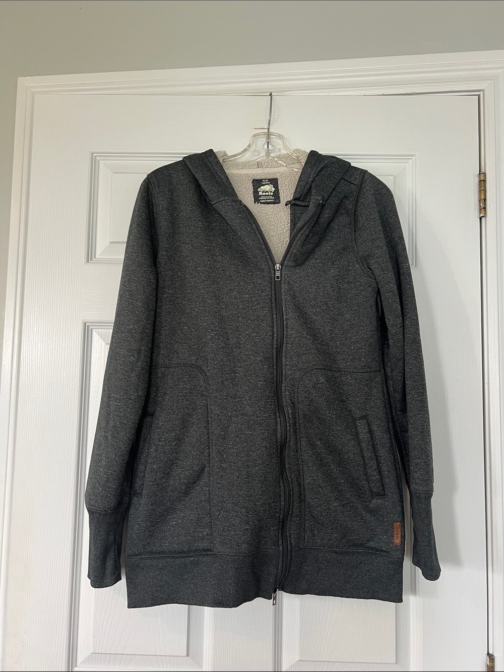Roots Sherpa-Lined Hooded Jacket in Light Gray